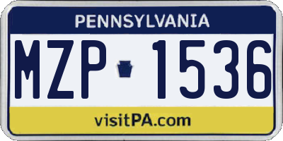 PA license plate MZP1536