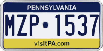 PA license plate MZP1537
