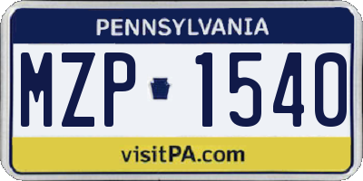 PA license plate MZP1540
