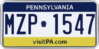 PA license plate MZP1547