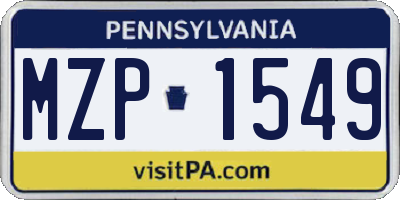 PA license plate MZP1549