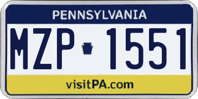 PA license plate MZP1551