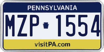 PA license plate MZP1554