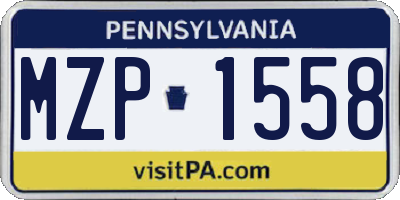 PA license plate MZP1558