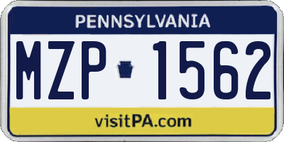 PA license plate MZP1562