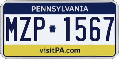 PA license plate MZP1567