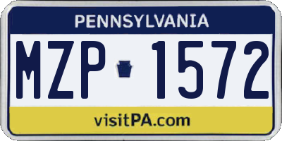 PA license plate MZP1572