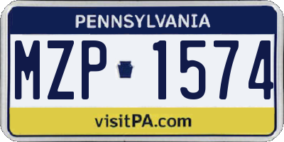 PA license plate MZP1574