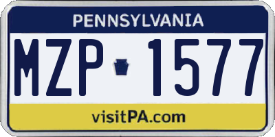 PA license plate MZP1577