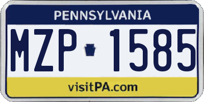 PA license plate MZP1585