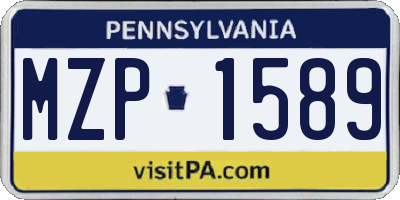 PA license plate MZP1589