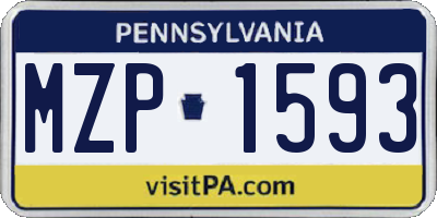 PA license plate MZP1593