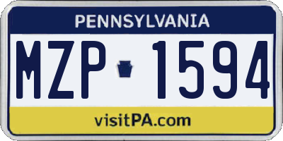 PA license plate MZP1594