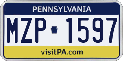 PA license plate MZP1597