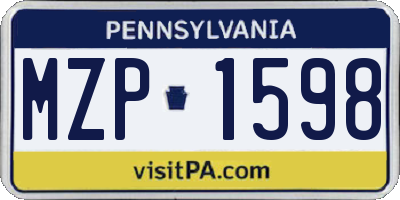 PA license plate MZP1598