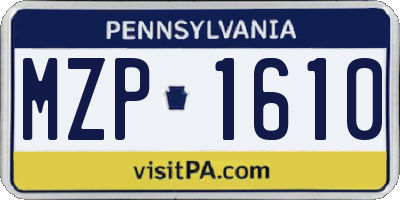 PA license plate MZP1610