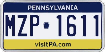 PA license plate MZP1611