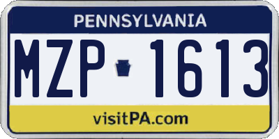 PA license plate MZP1613