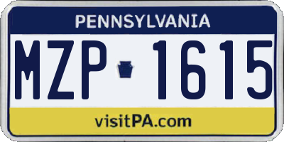 PA license plate MZP1615