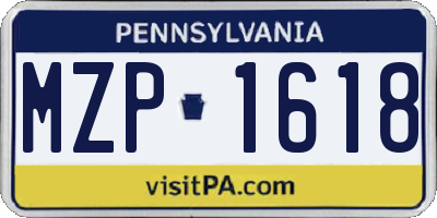 PA license plate MZP1618