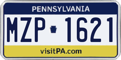 PA license plate MZP1621