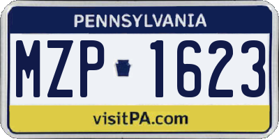 PA license plate MZP1623