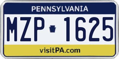 PA license plate MZP1625