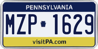 PA license plate MZP1629