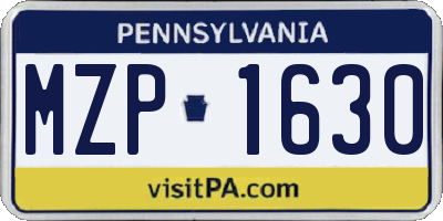 PA license plate MZP1630
