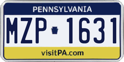 PA license plate MZP1631