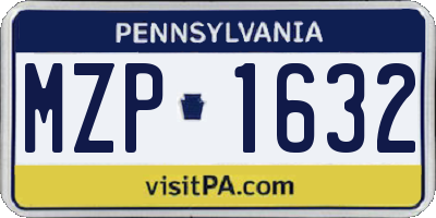 PA license plate MZP1632