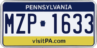 PA license plate MZP1633