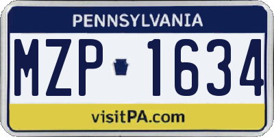 PA license plate MZP1634
