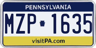 PA license plate MZP1635