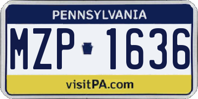 PA license plate MZP1636