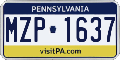 PA license plate MZP1637