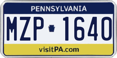 PA license plate MZP1640