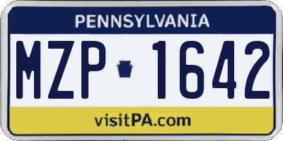 PA license plate MZP1642