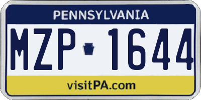 PA license plate MZP1644
