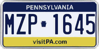 PA license plate MZP1645