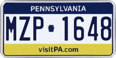 PA license plate MZP1648