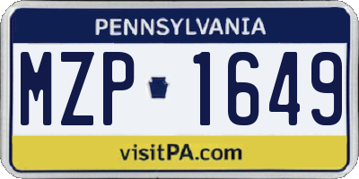 PA license plate MZP1649