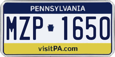 PA license plate MZP1650