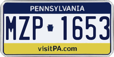 PA license plate MZP1653