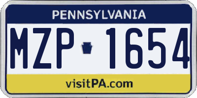 PA license plate MZP1654