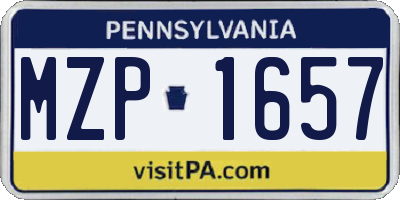 PA license plate MZP1657
