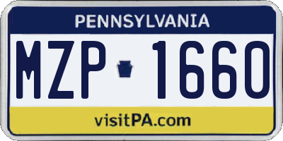 PA license plate MZP1660