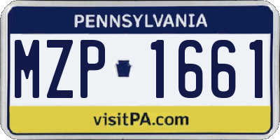 PA license plate MZP1661