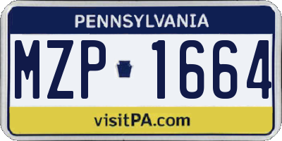 PA license plate MZP1664