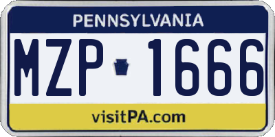 PA license plate MZP1666